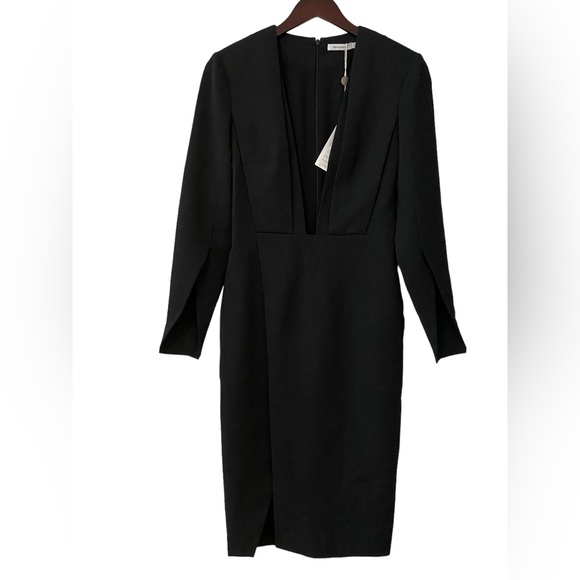 Protagonist Midi Dress V Neck Black Size 2 NWT - Picture 8 of 11